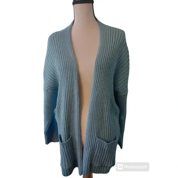 J.Jill Pure Jill Open Cardigan Wool Blend Drop Shoulder Ribbed Sweater Medium - Picture 1 of 6